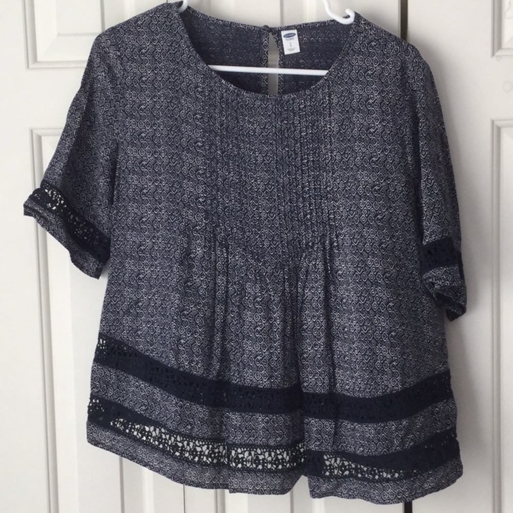Old Navy Blouse Short Sleeve Blue